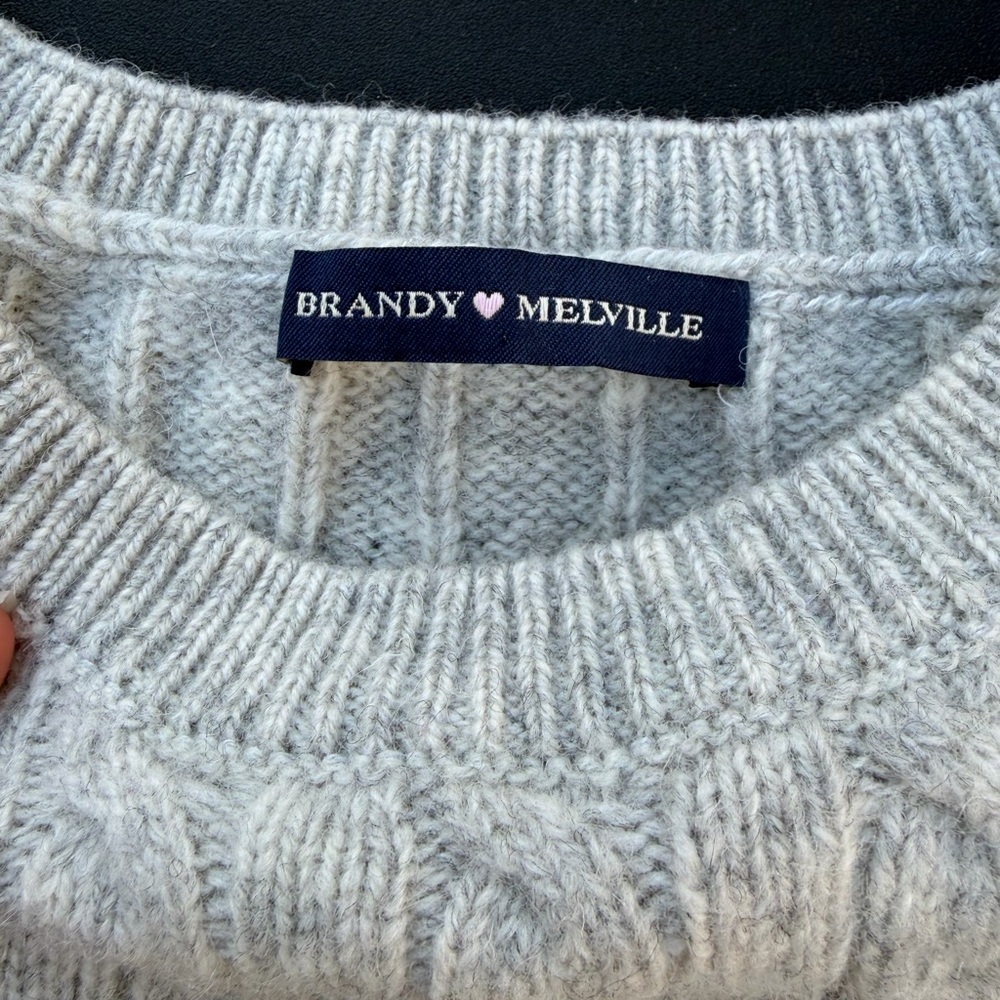 Brandy Melville Light Gray Cable Knit Sweater